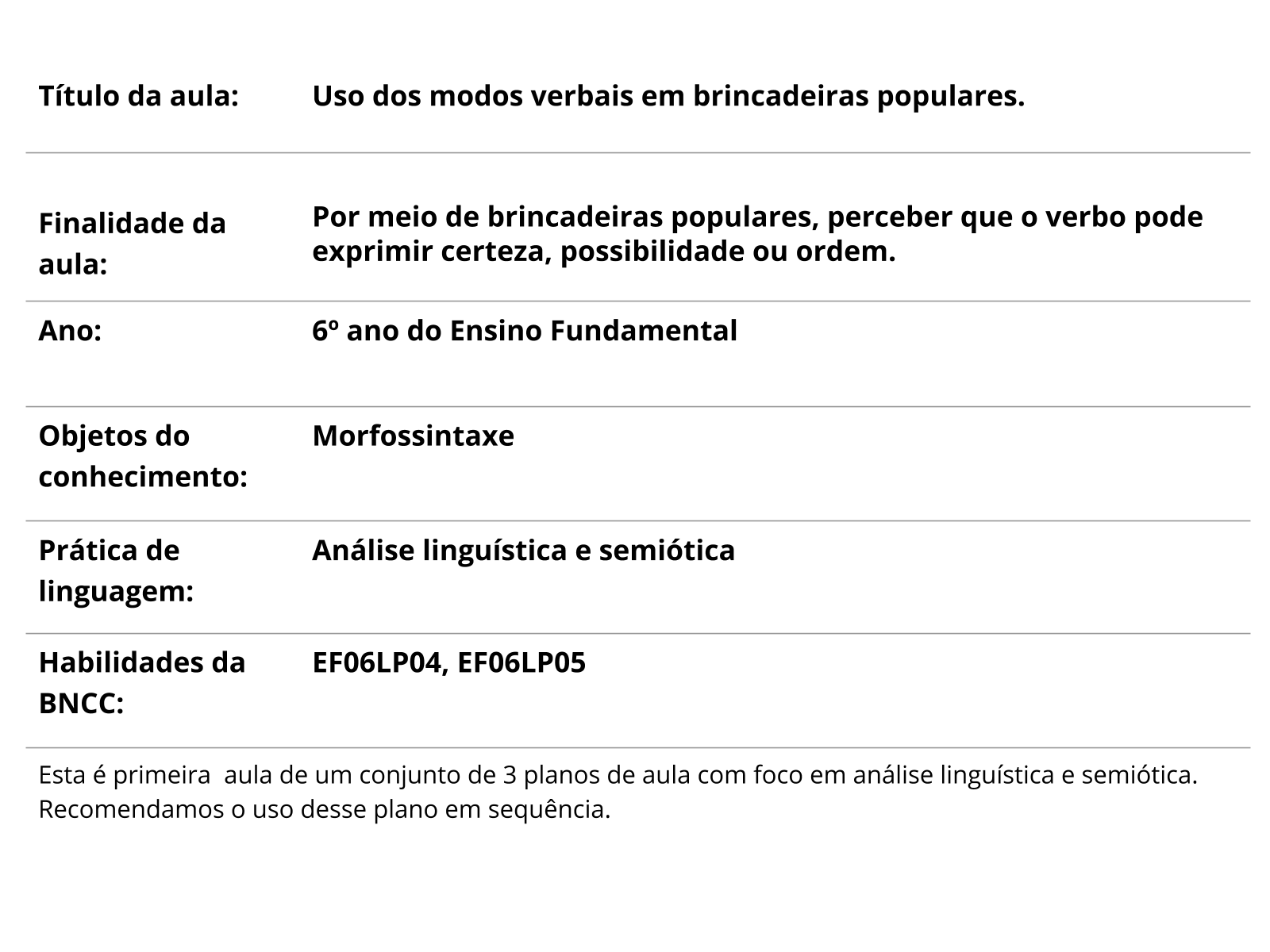 Plano De Aula Ano Uso Dos Modos Verbais Em Brincadeiras Populares Sexiz Pix