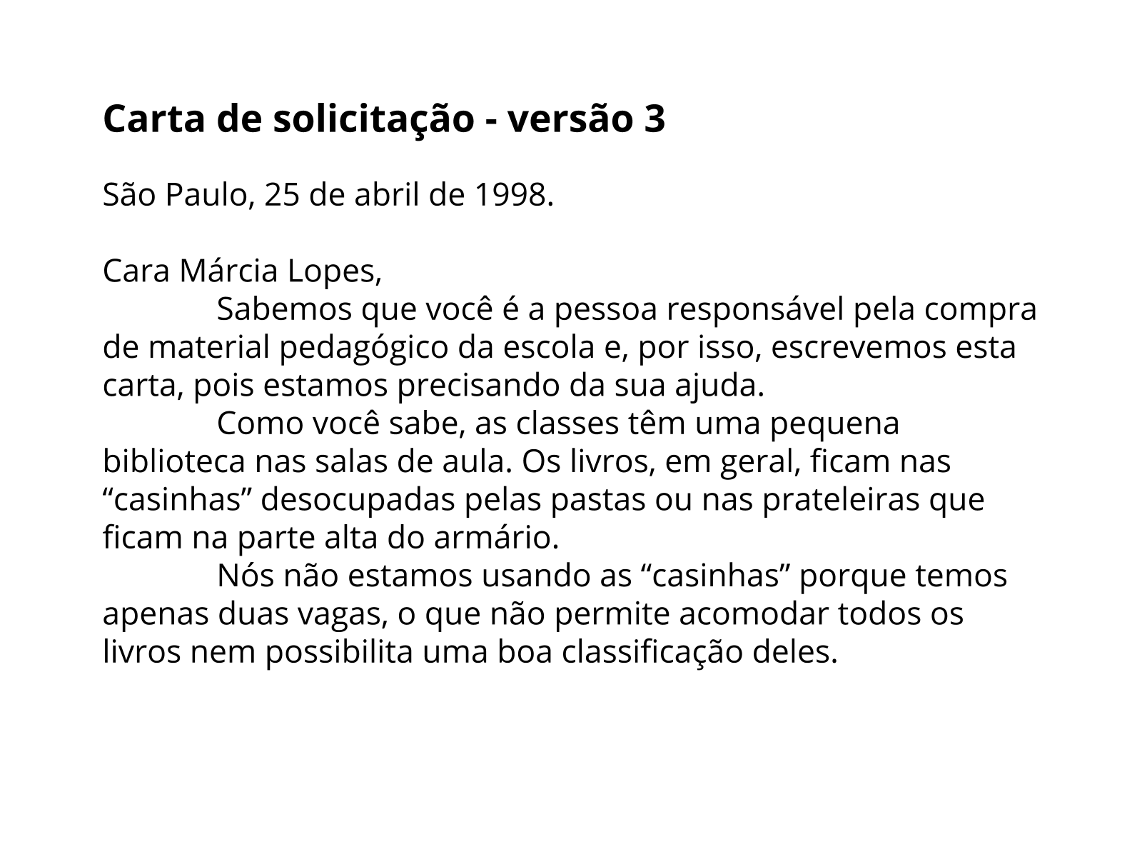 Plano de aula - 7º ano - A construção da argumentação na carta de ...