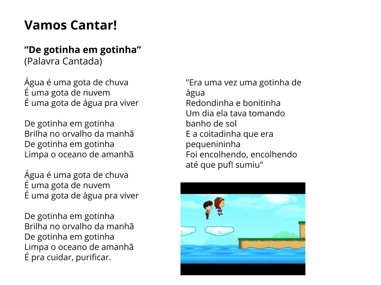 Palavra Cantada De Gotinha Em Gotinha Letra