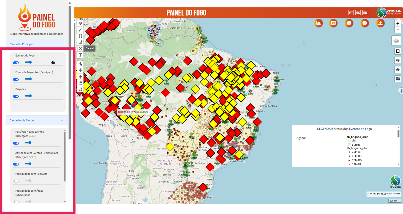 Print 01 da plataforma CENSIPAM