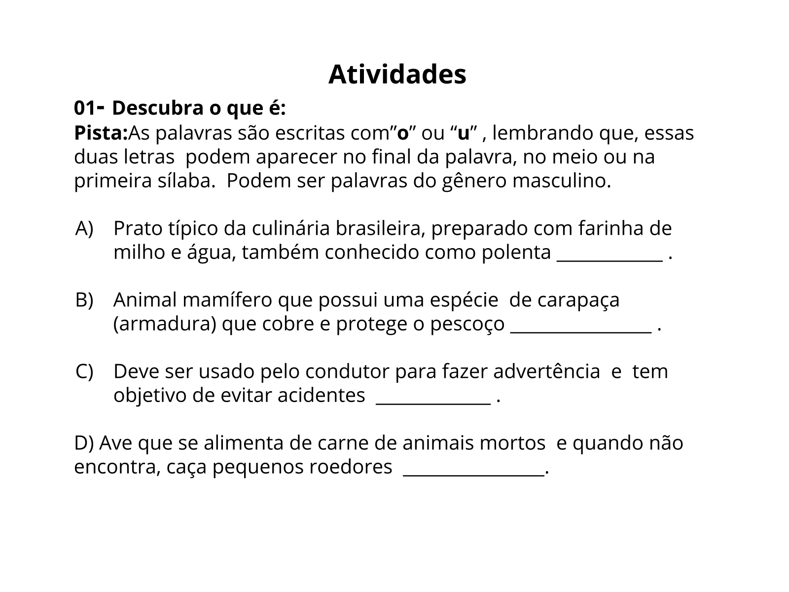 Plano De Aula 5º Ano Lingua Portuguesa O Emprego Do O Ou U