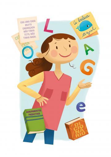 Ilustração garota com livros