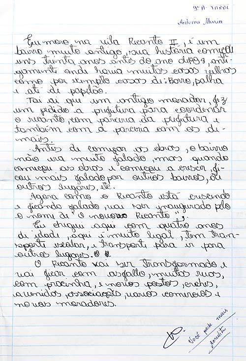 Descrição do lugar onde se vive