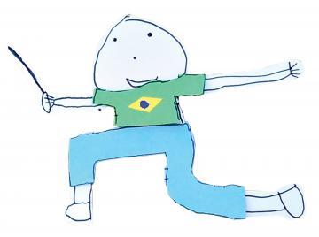 Ilustração garoto com a camisa do Brasil