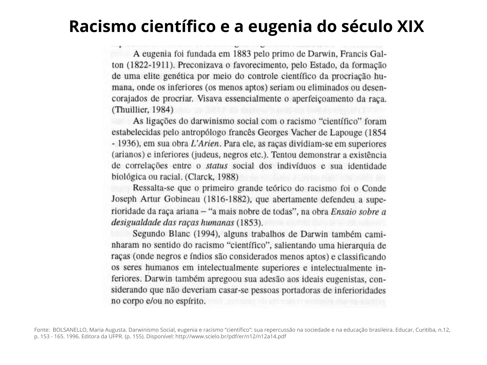 Plano de aula 8º ano Racismo científico e mídia do século XIX