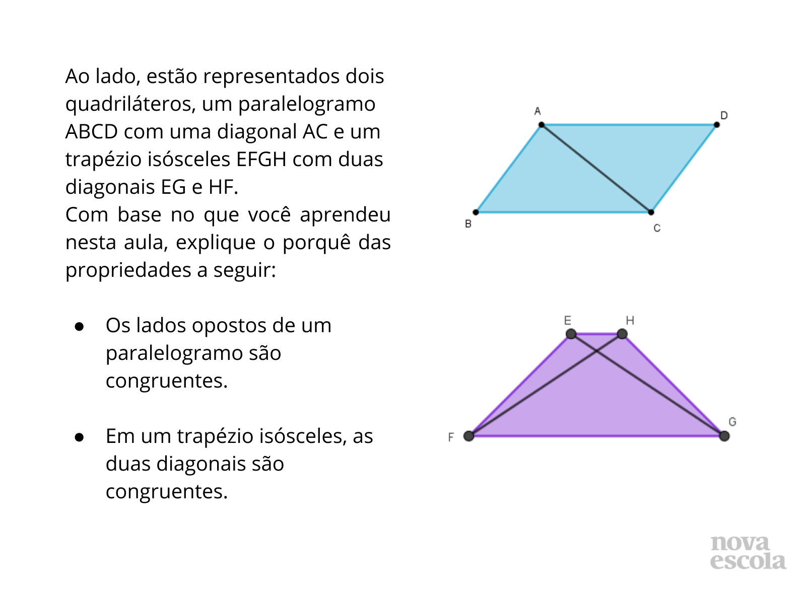 Propriedades de Quadriláteros: trapézio isósceles e paralelogramo ...