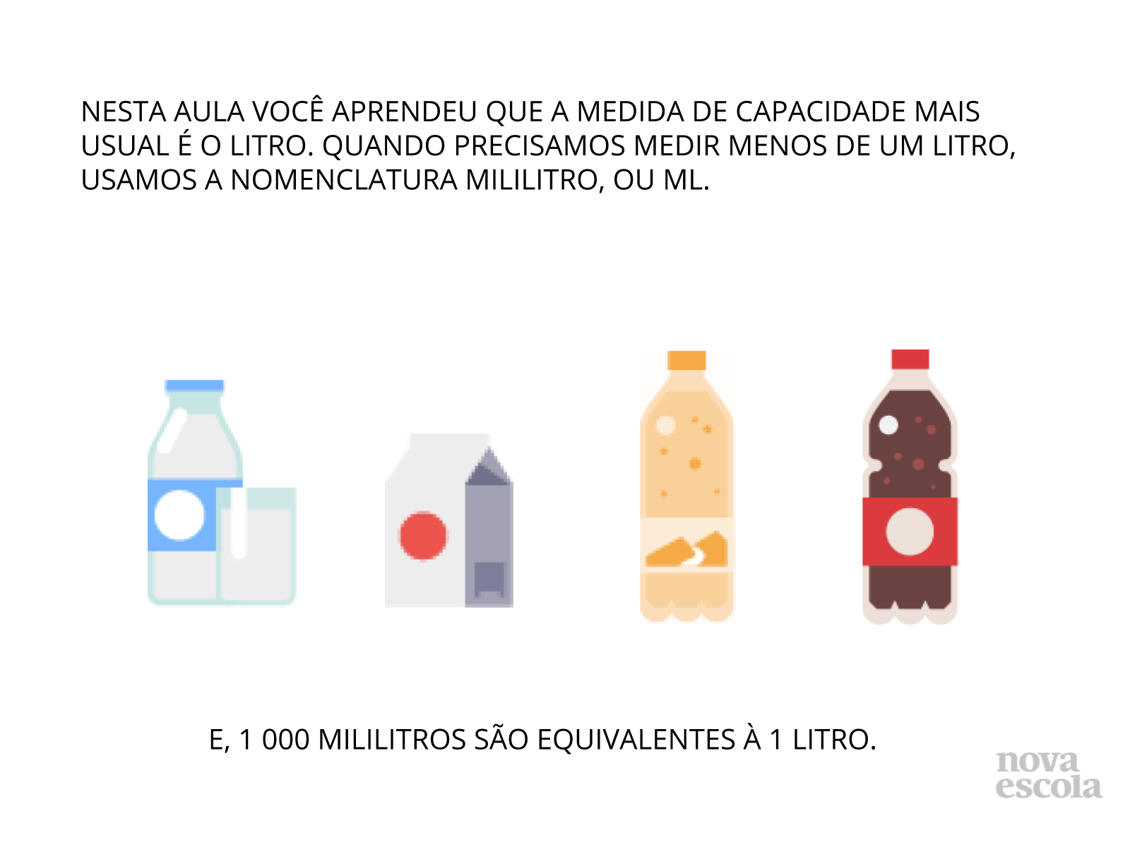Litros ou mililitros? Planos de aula 2º ano