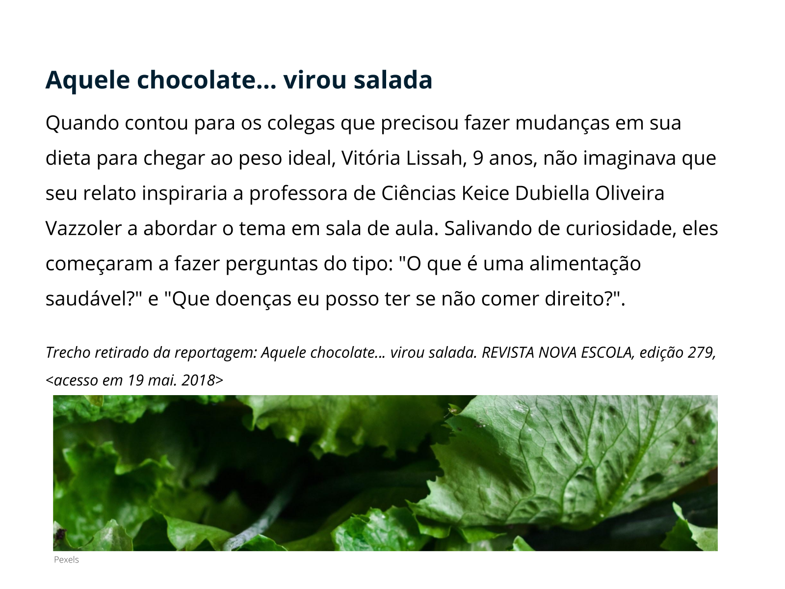 Plano de Aula - 5º Ano - Conhecendo as calorias dos alimentos