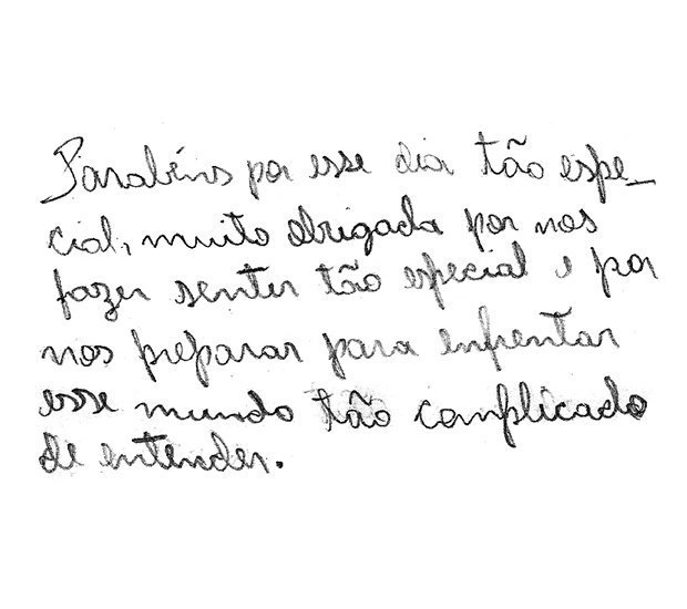 Bilhete escrito por aluno de EJA para o Dia do Professor