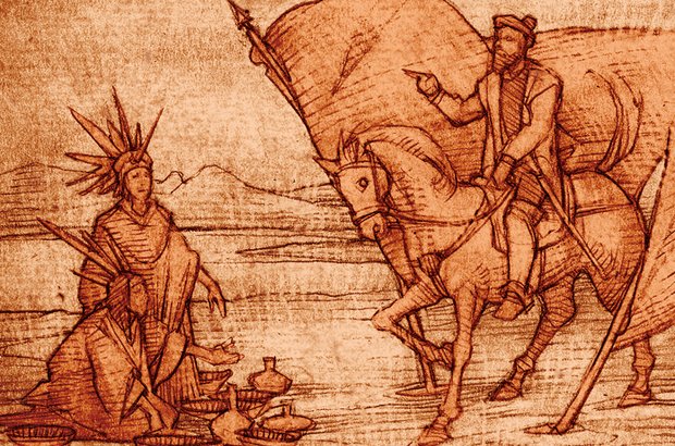 Primeiros encontros A turma observou a postura de domínio do colonizador sobre os nativos da América Central. Sandro Castelli