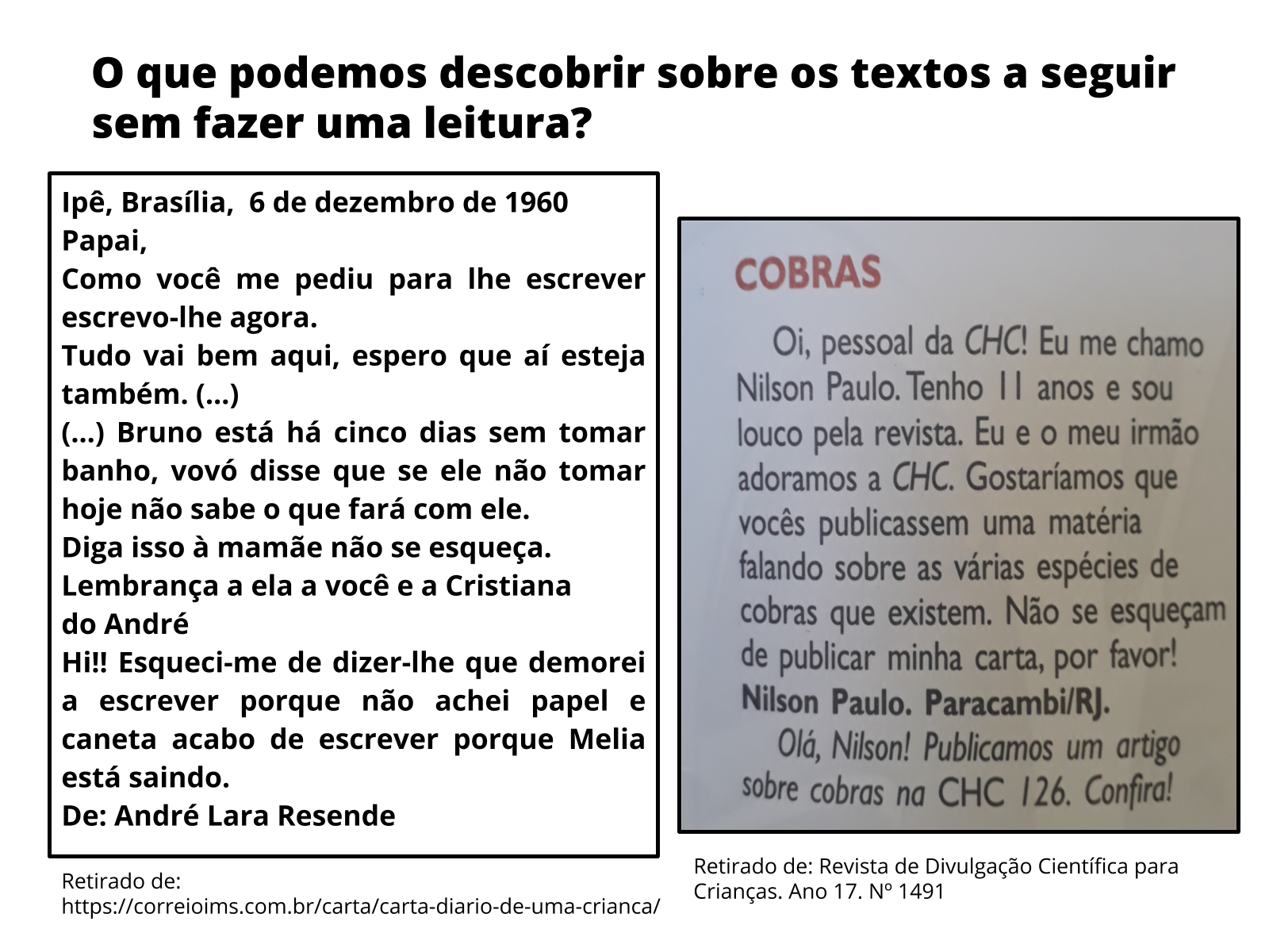 Carta de leitor: Descobrindo o gênero - Planos de aula - 3º ano