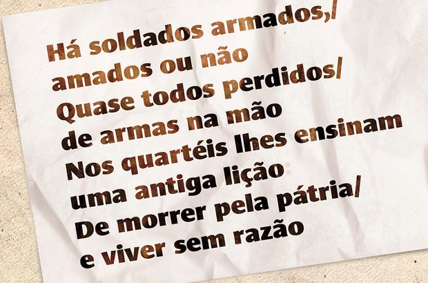 <i>Pra Não Dizer que Não Falei Das Flores</i> (1968) Esta estrofe permite uma crítica aos militares que estavam no poder. Os próprios comandantes responderam a ela com textos na imprensa, defendendo sua ideologia. Alice Vasconcellos
