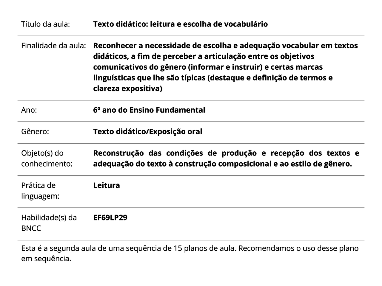 Plano De Aula 6ﾂｺ Ano Texto Didﾃtico Leitura E Escolha De Vocabulﾃrio Hot Sex Picture 0300