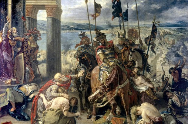 A captura de Constantinopla pelos cristãos, em tela de Eugene Delacroix. Getty Images/Peter Willi