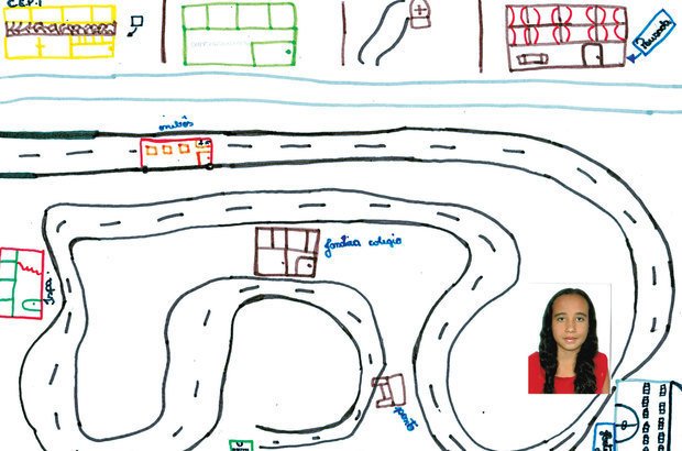 Graças ao seu registro, Larissa pôde pensar em rotas alternativas para os trajetos do dia a dia. Ilustração: reprodução. Foto: Arquivo pessoal/Larissa Pacheco Pereira