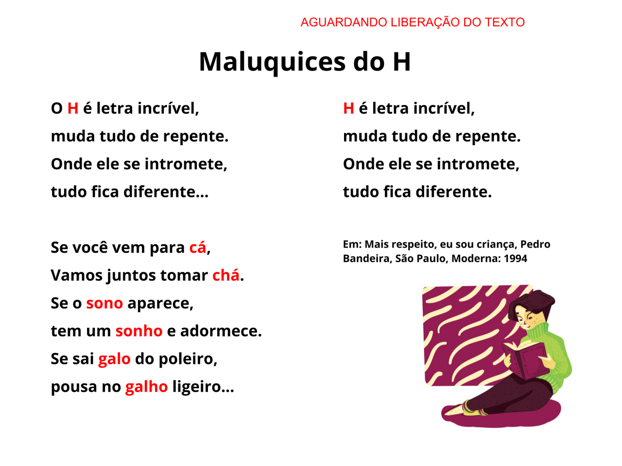 Plano de Aula - 4º ano - Língua Portuguesa - Maluquices do H