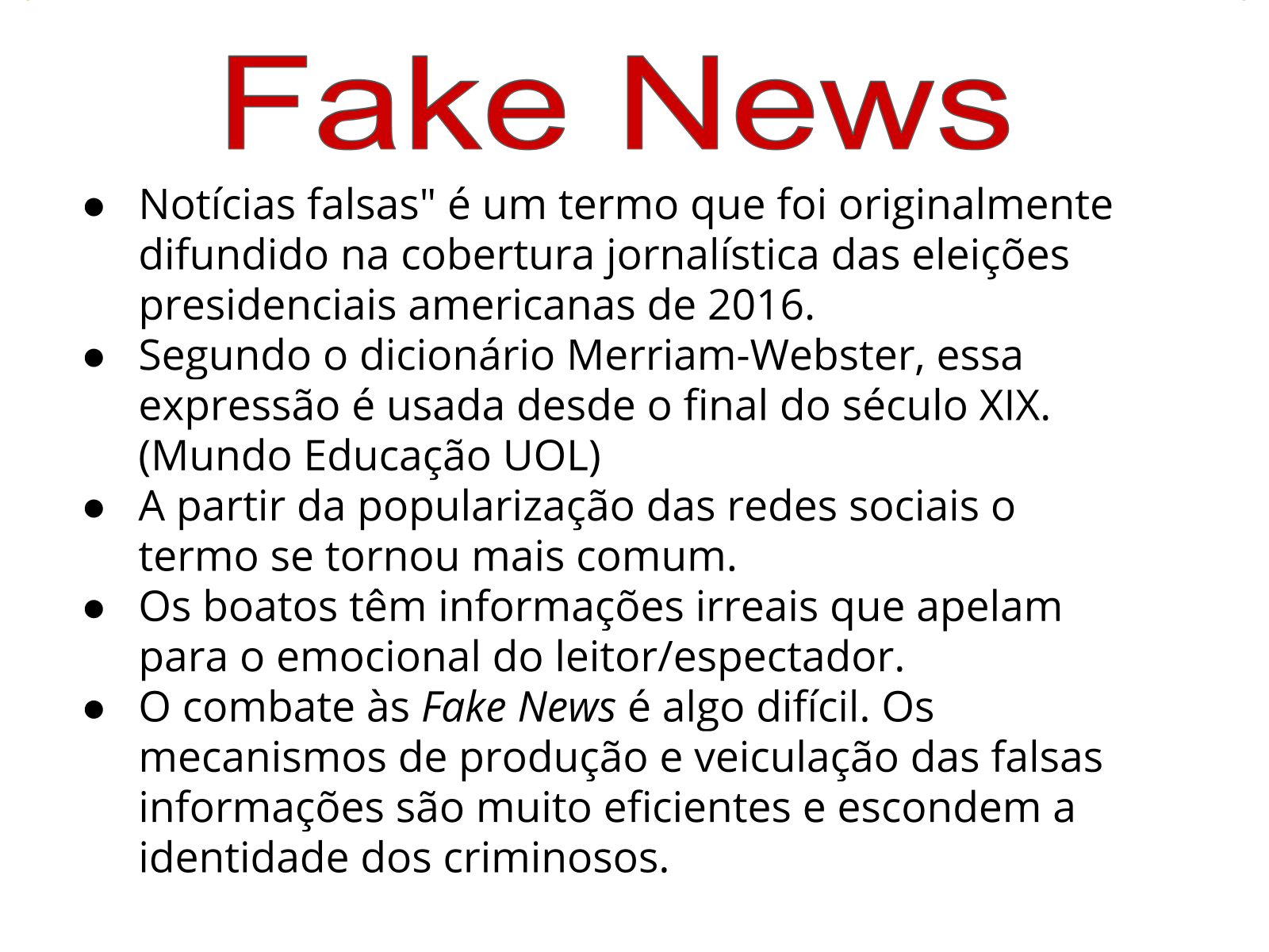 Fake News Para Trabalho De Escola Exemplos