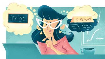 Ilustração de professora planejando os próximos objetivos da carreira