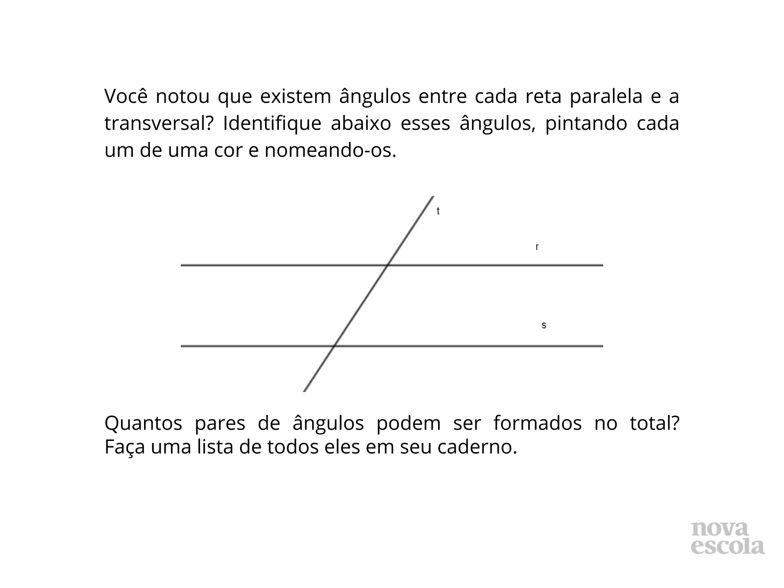 Retas paralelas cortadas por transversais: ângulos - Plano de aula - 7º ano