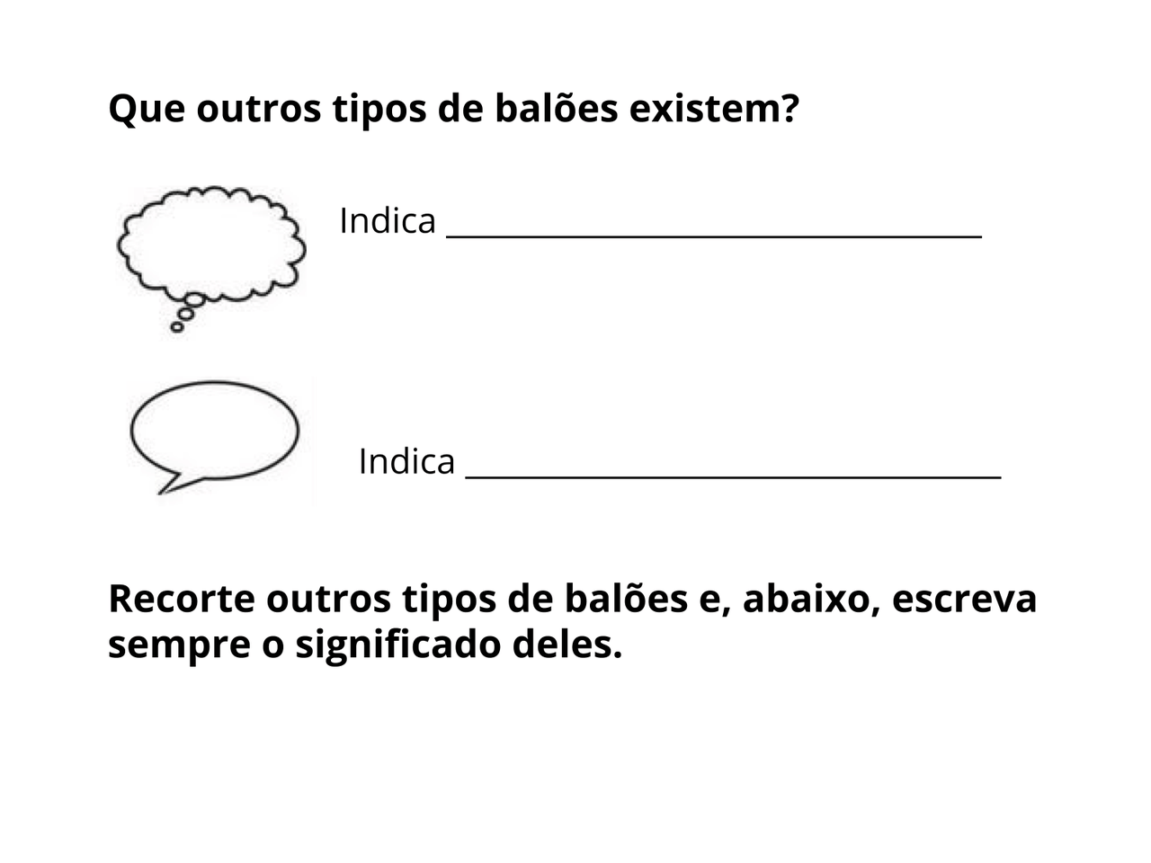 Os tipos de balões das histórias