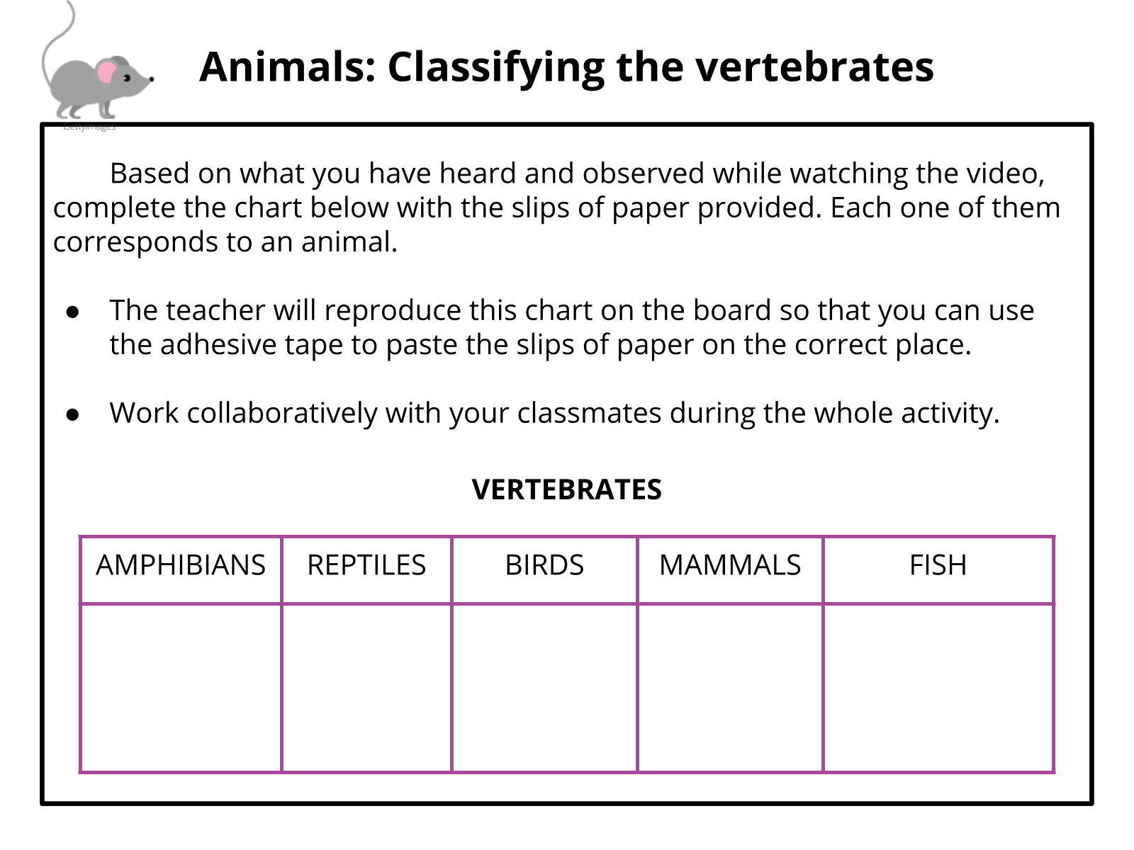 Plano De Aula 7º Ano Ingles Classificacao Dos Animais