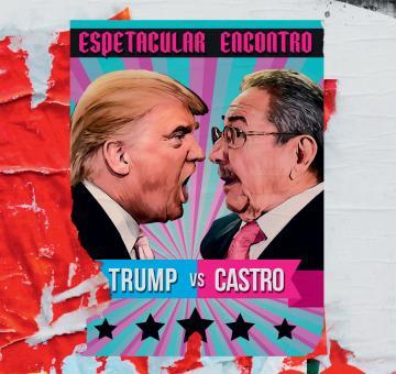 Ilustrração de Trump e Castro
