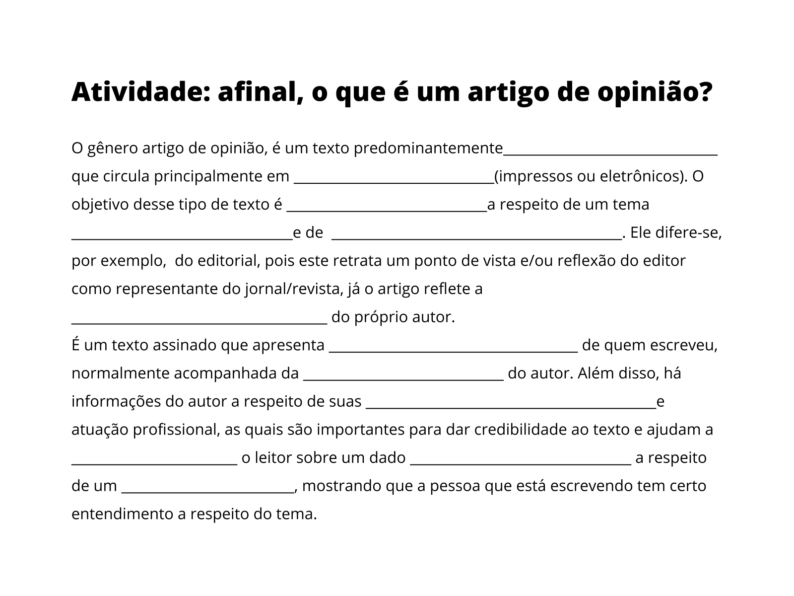 Gêneros jornalísticos opinativos: Artigo de Opinião