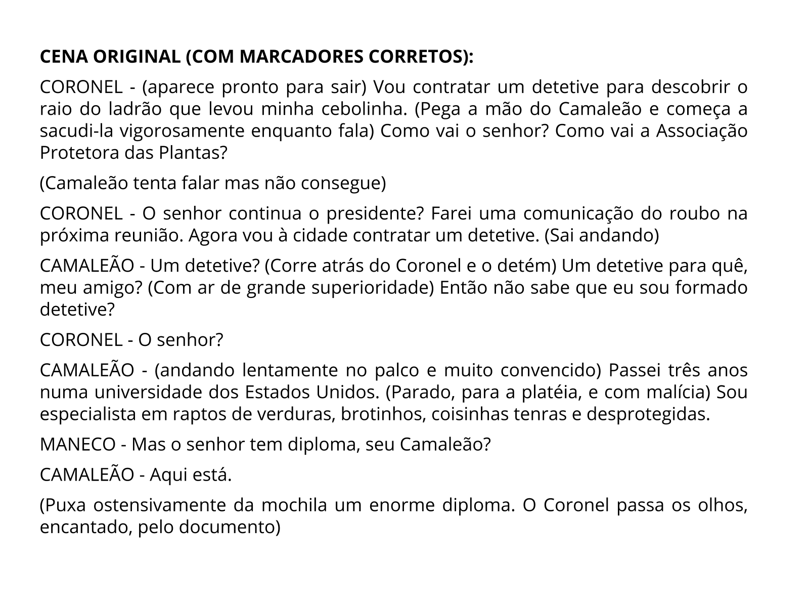 Plano de aula - 4º ano - Revisão de marcadores de falas e de cenas em ...
