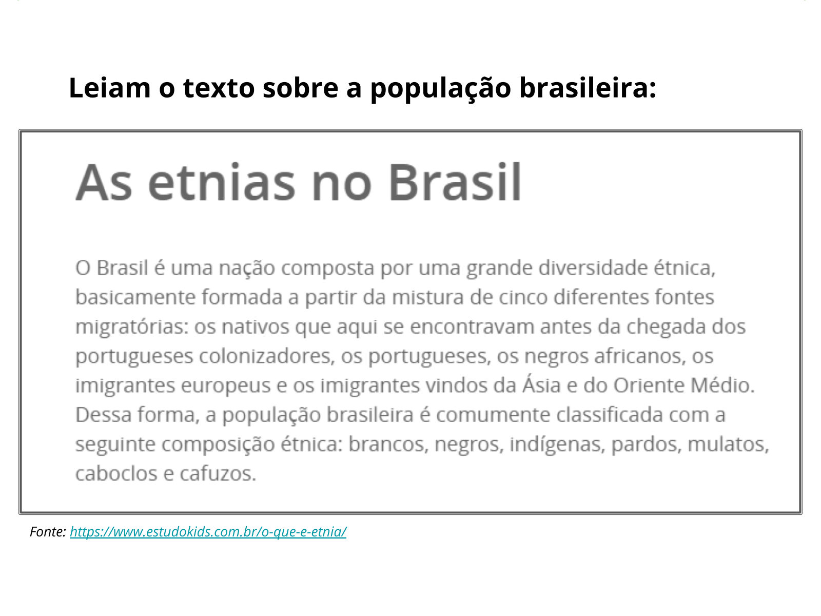 Plano De Aula 5Âº Ano Geografia Etnias E O Povo Brasileiro