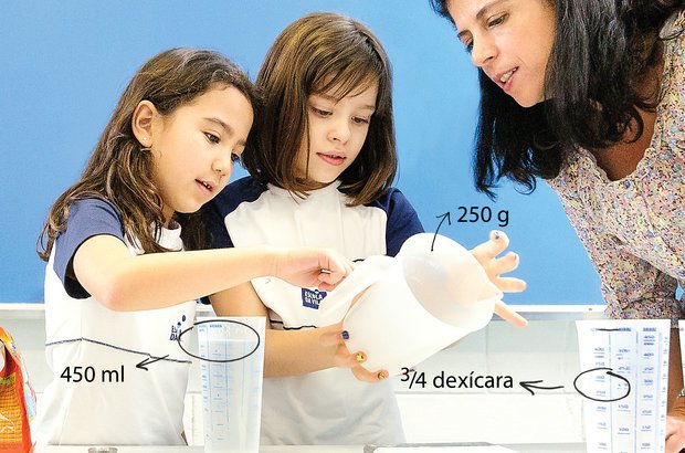 Andréa apresentou à turma diferentes instrumentos e unidades de medida. Foto Ramón Vasconcelos. Ilustração Marcella Briotto