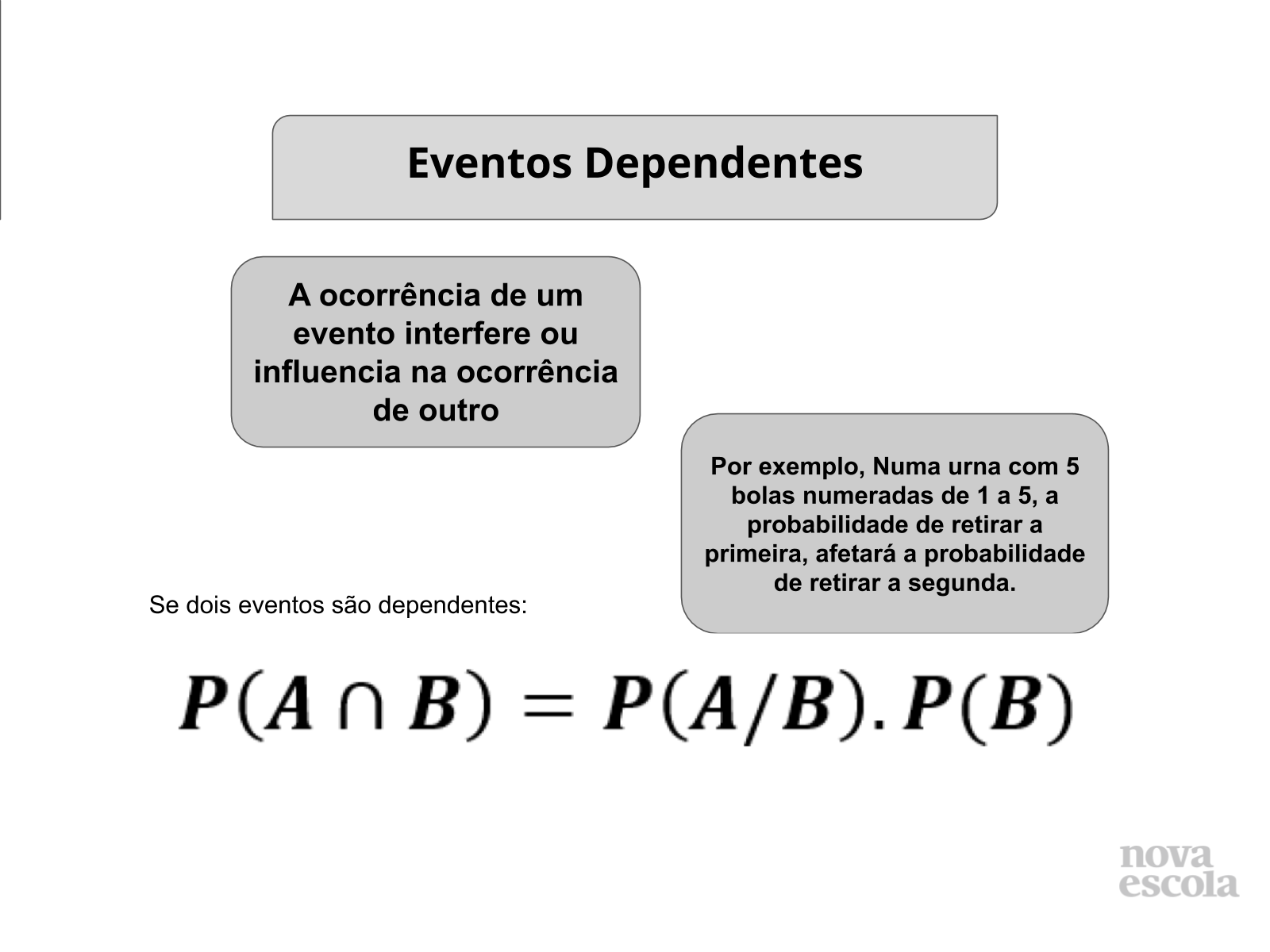 Eventos dependentes - Planos de aula - 8º ano