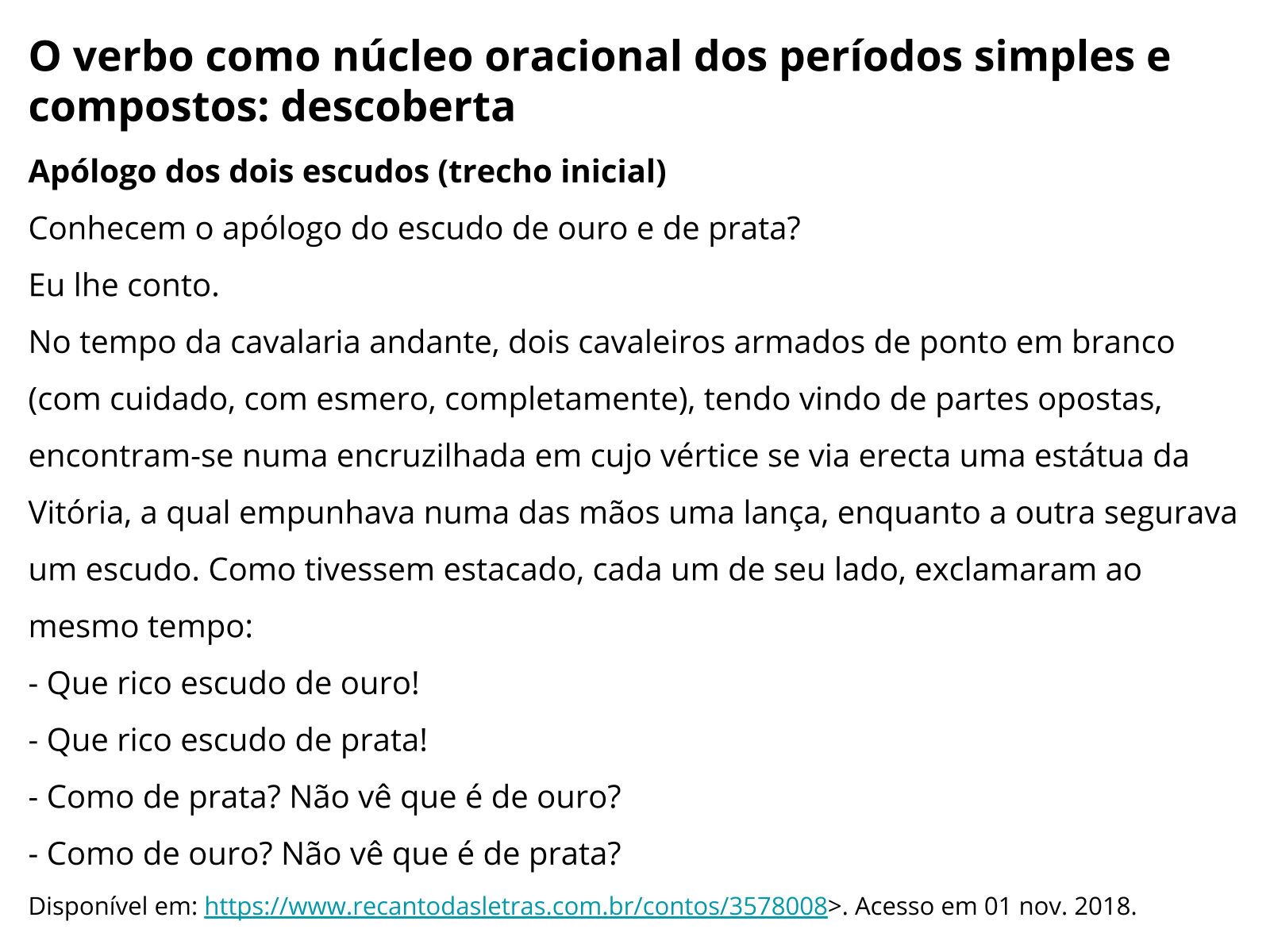 O Verbo Como Núcleo Oracional Dos Períodos Simples E Compostos Descoberta Planos De Aula 6º