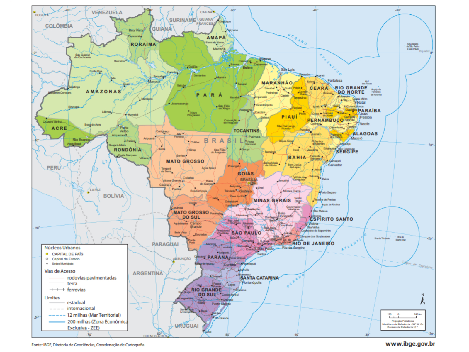 Atividade sobre o Território Brasileiro - 6º e 7º ano - Com gabarito