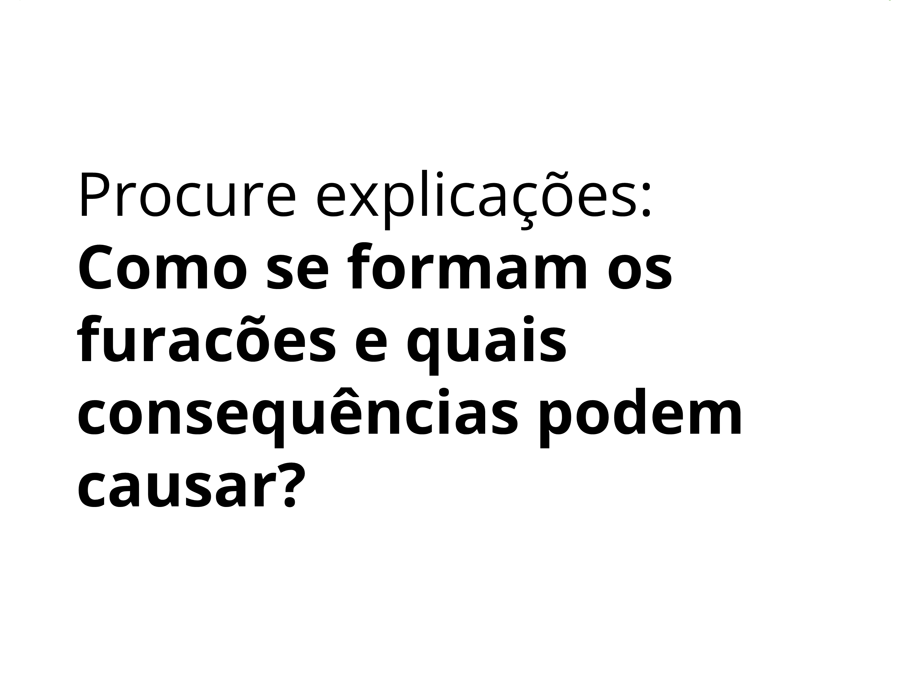 Procure explicações: Como se formam os furacões e quais consequências podem causar?