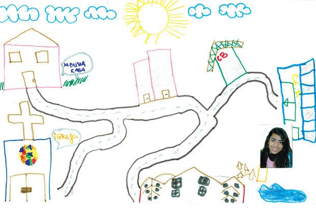 No seu mapa, Joyce Machado da Silva, 14 anos, identificou que o carro é mais rápido. Ilustração: reprodução. Foto: Arquivo pessoal/Joyce Machado da Silva