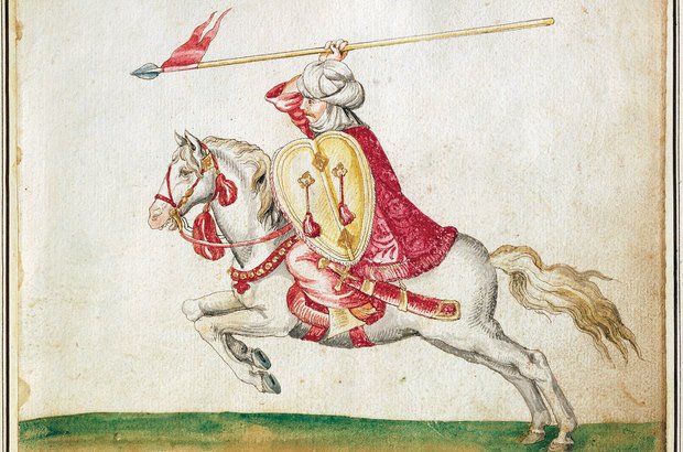 A gravura do século 16 retrata um soldado mouro durante batalha na Espanha. Getty Images/Dea/A. Dagli Orti