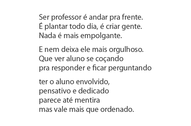 Wagner Mitsuo Sassaki Frase finalista do Concurso cultural Orgulho de Ser Professor. Reprodução