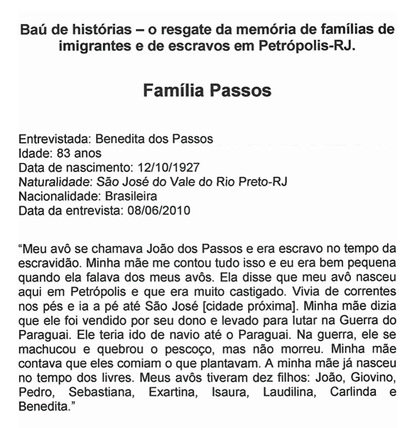 Registro das entrevistas