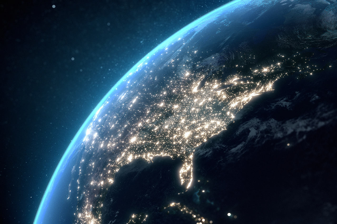 Vista a partir do espaço do planeta terra.