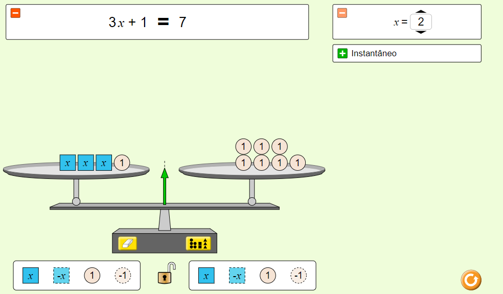 Tela 05 do Simulador PhET “Explorador da igualdade”.