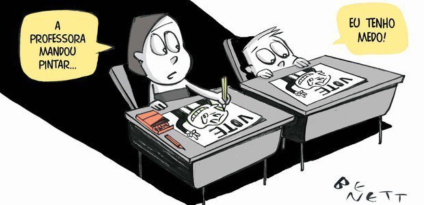 Educação como moeda de troca em ano de eleição. Ilustração: Benett