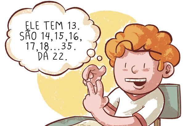 Contar nos dedos é uma opção, desde que a diferença entre os números seja pequena. Raphael Salimena