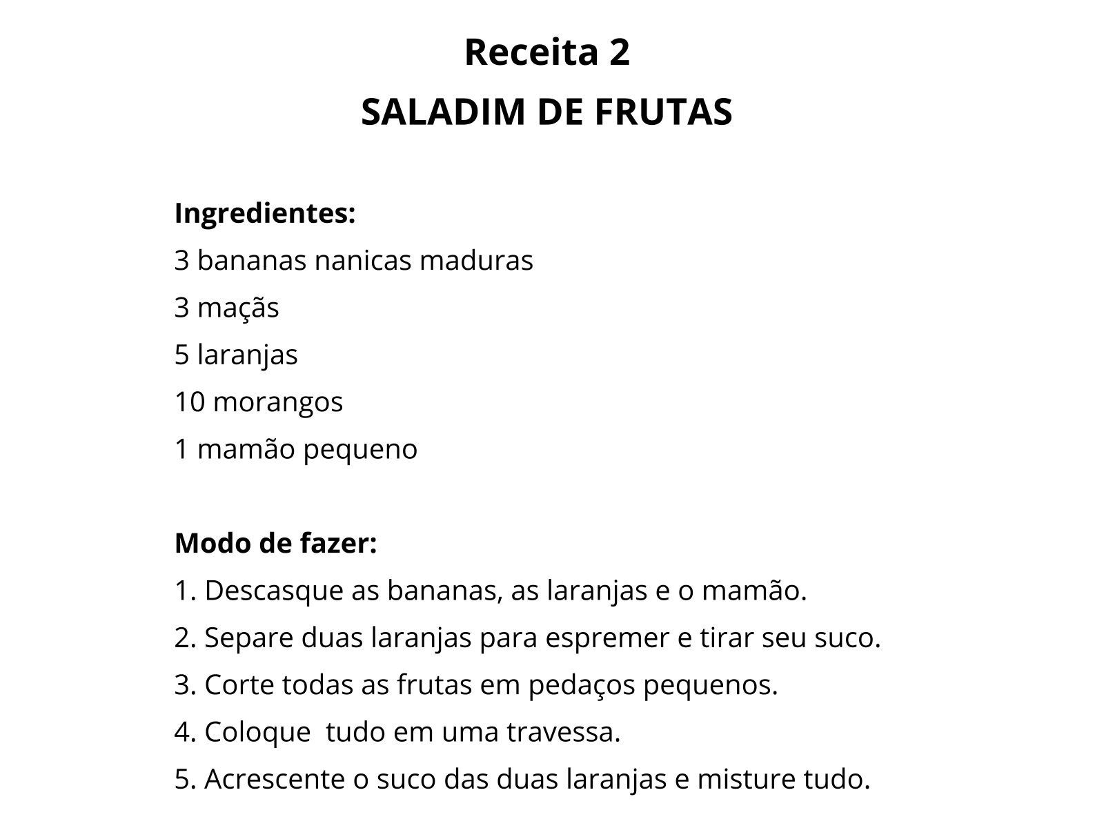 Plano de aula º ano Receita compreensão textual de textos escritos