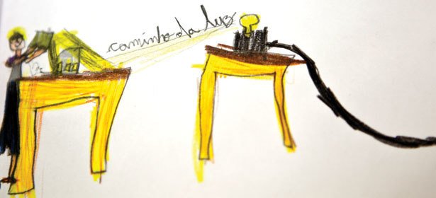 CIÊNCIA ILUSTRADA No desenho de um aluno da Escola Santi, o registro gráfico de uma experiência com propagação de luz. Foto: Fernanda Preto