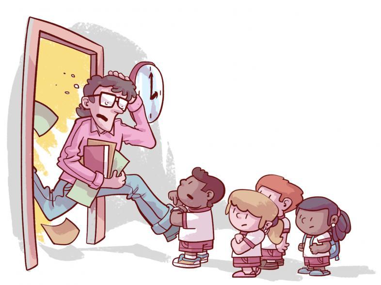 Ilustração sobre atraso de professores
