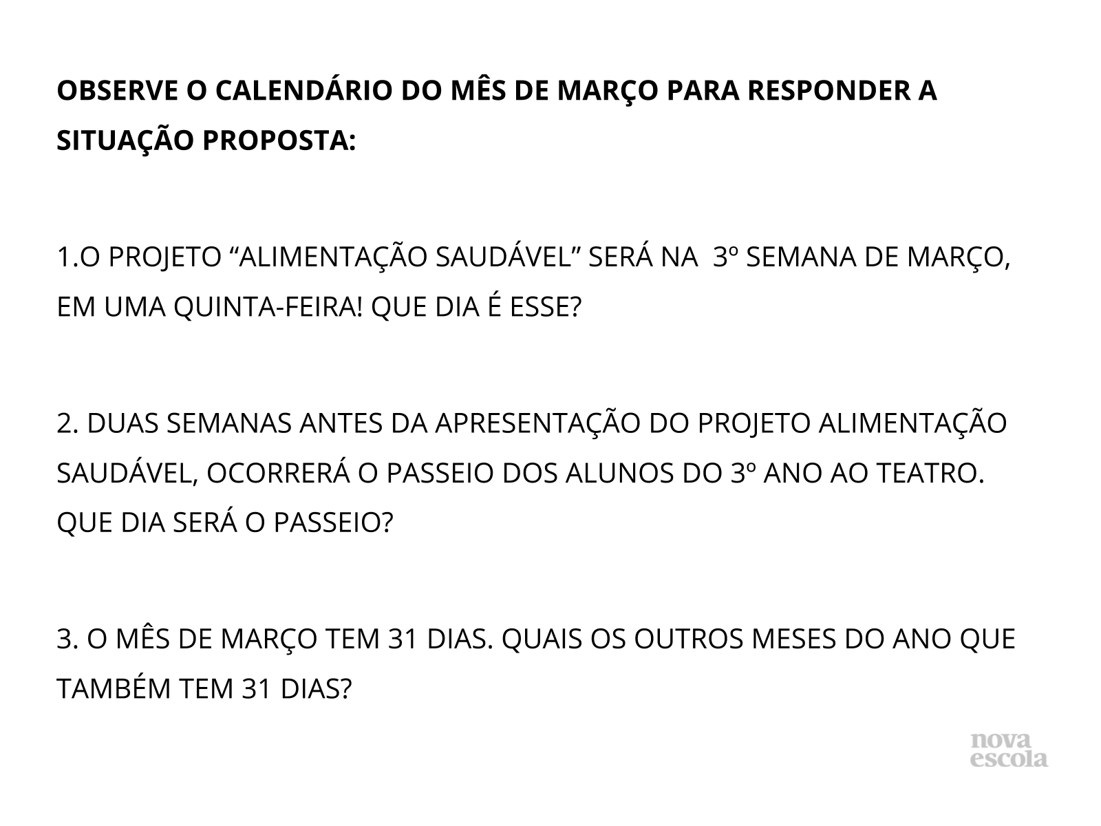 Uso Social Do Calendario Planos De Aula 3º Ano