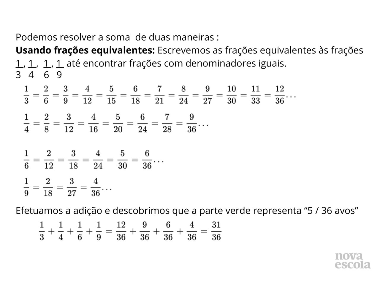 Calcule A Adição E Subtração De Frações