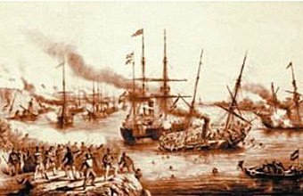 Batalha do Riachuelo: em 11 de junho de 1865, a esquadra brasileira destruiu a paraguaia. Foto: Reprodução da Biblioteca Nacional