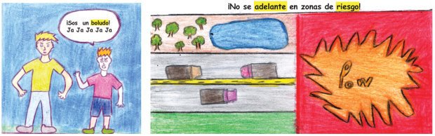 Os alunos tiveram de pesquisar o vocabulário específico de cada tema (em destaque). Reprodução