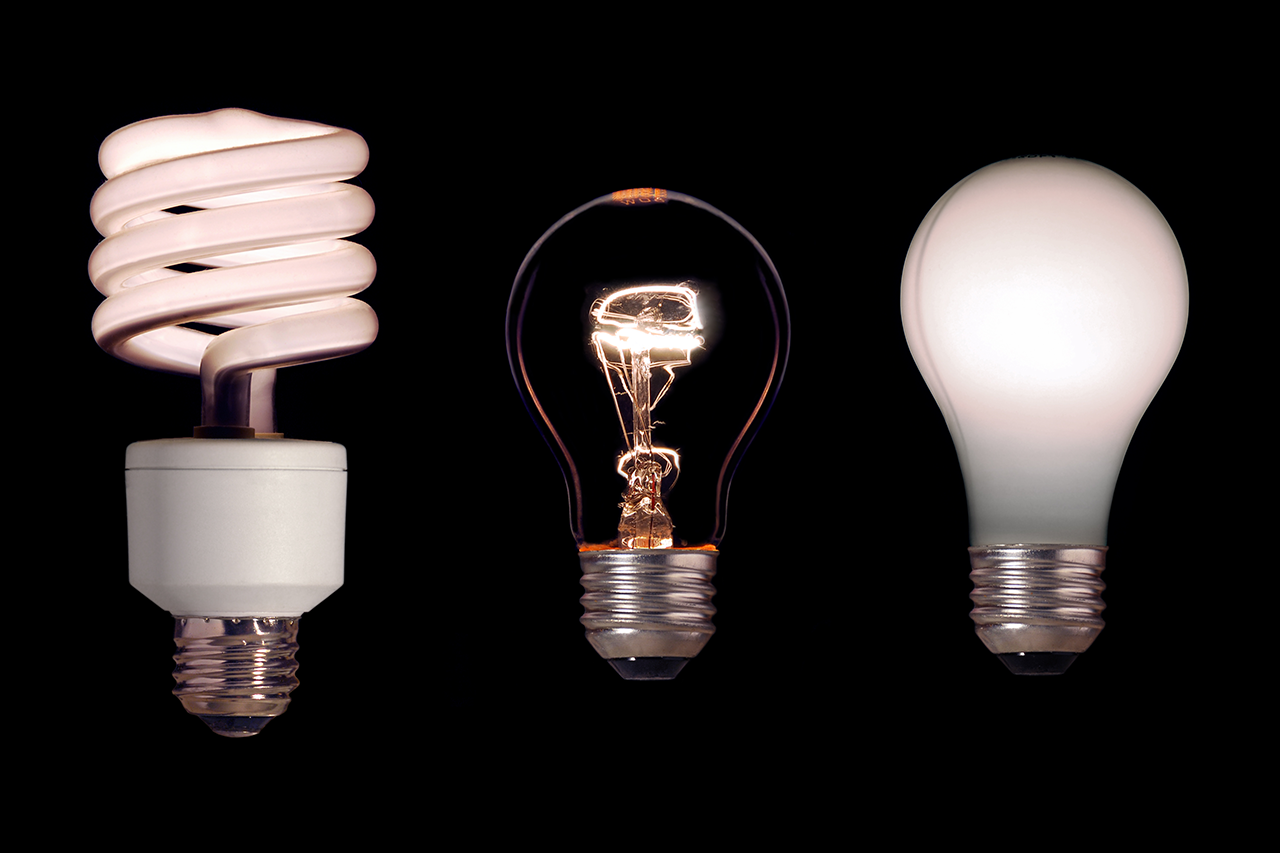 Fotografia com tipos diferentes de lâmpadas